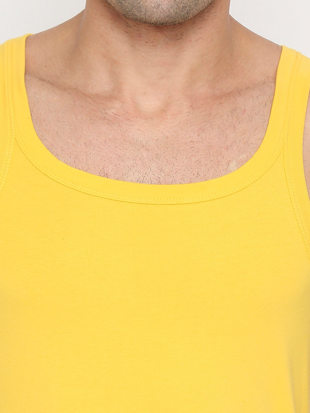 Men Premium Yellow Cotton Blend Vest - UnderJeans by Spykar