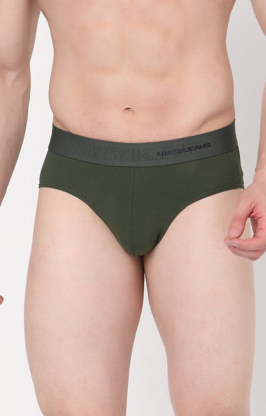 Underjeans by Spykar Men Premium Cotton Blend Olive Brief