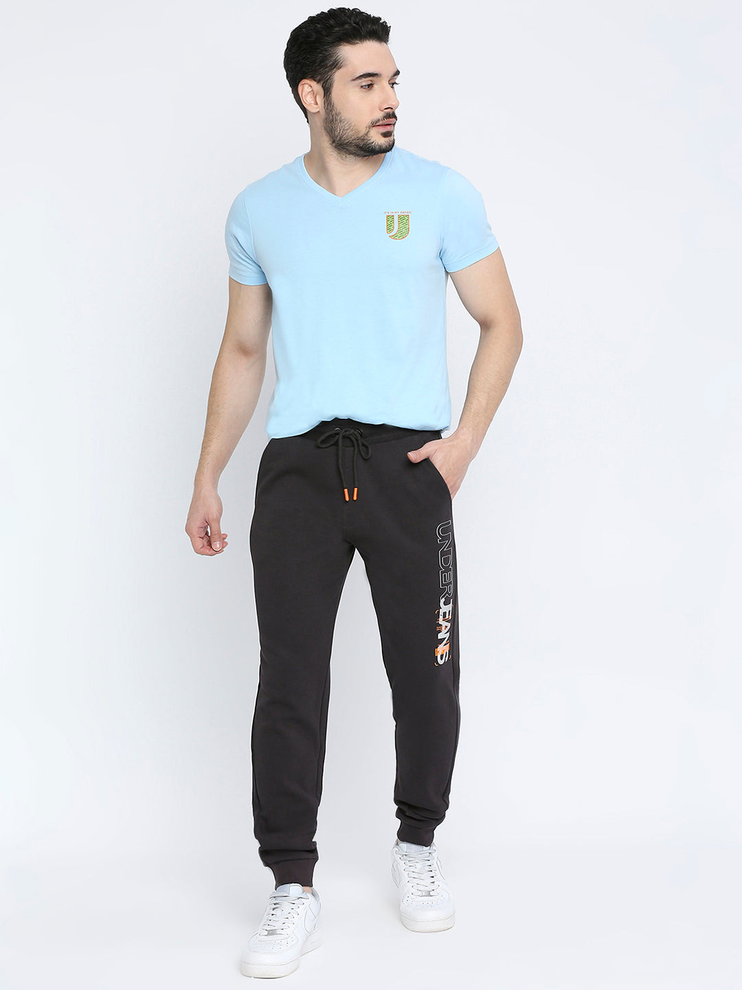 Men Premium Cotton Slate Grey Trackpant - UnderJeans by Spykar