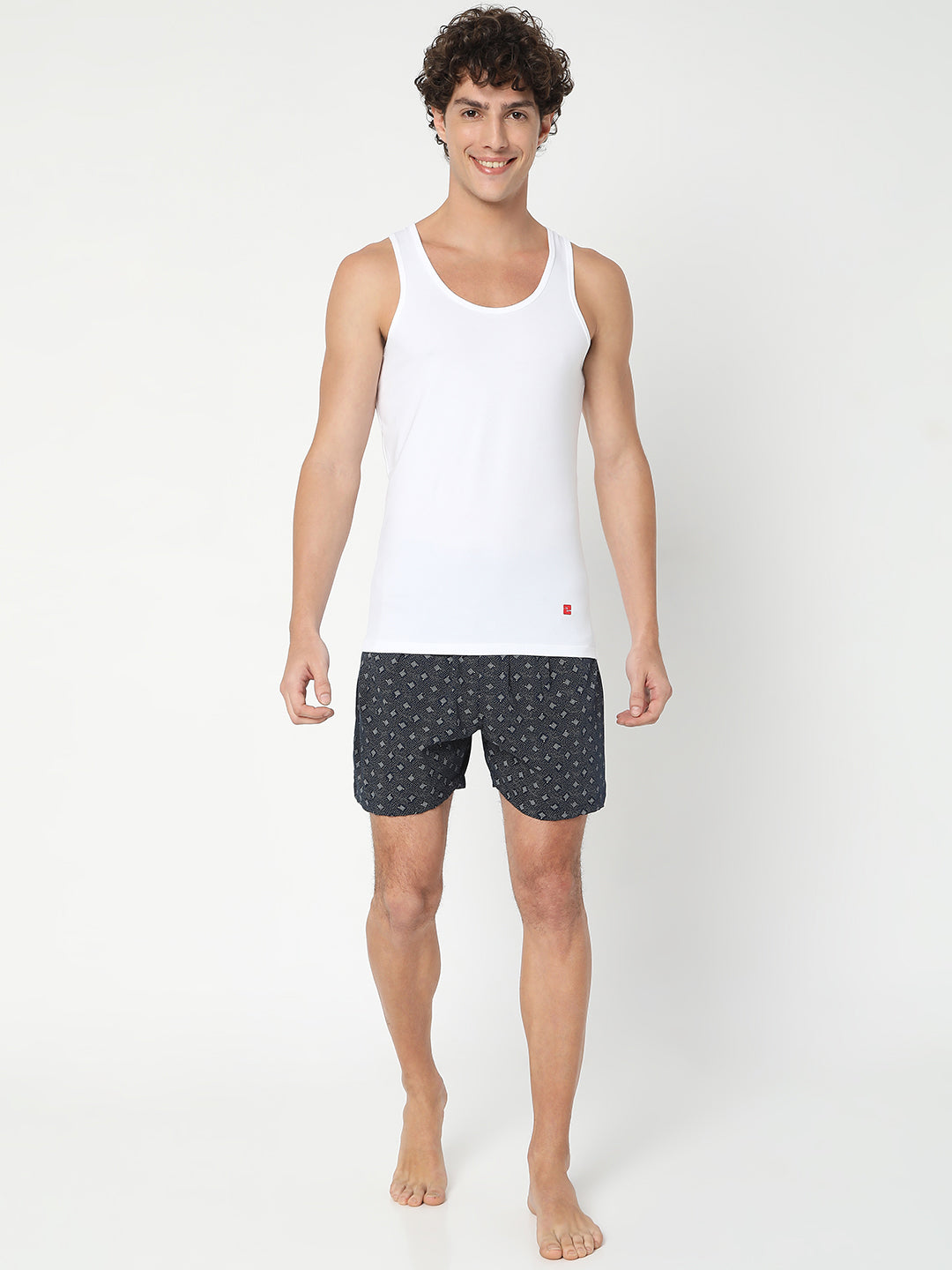 Men Premium White Cotton Blend Regular Fit Vest - UnderJeans by Spykar