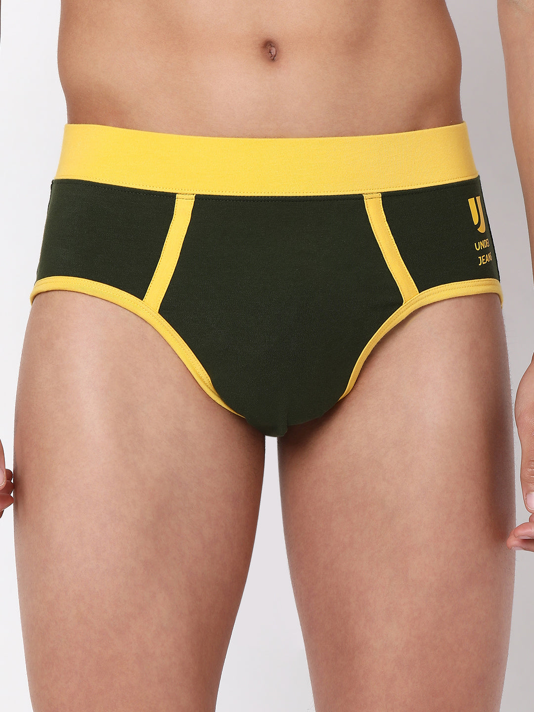 Underjeans by Spykar Men Premium Cotton Blend Olive Brief