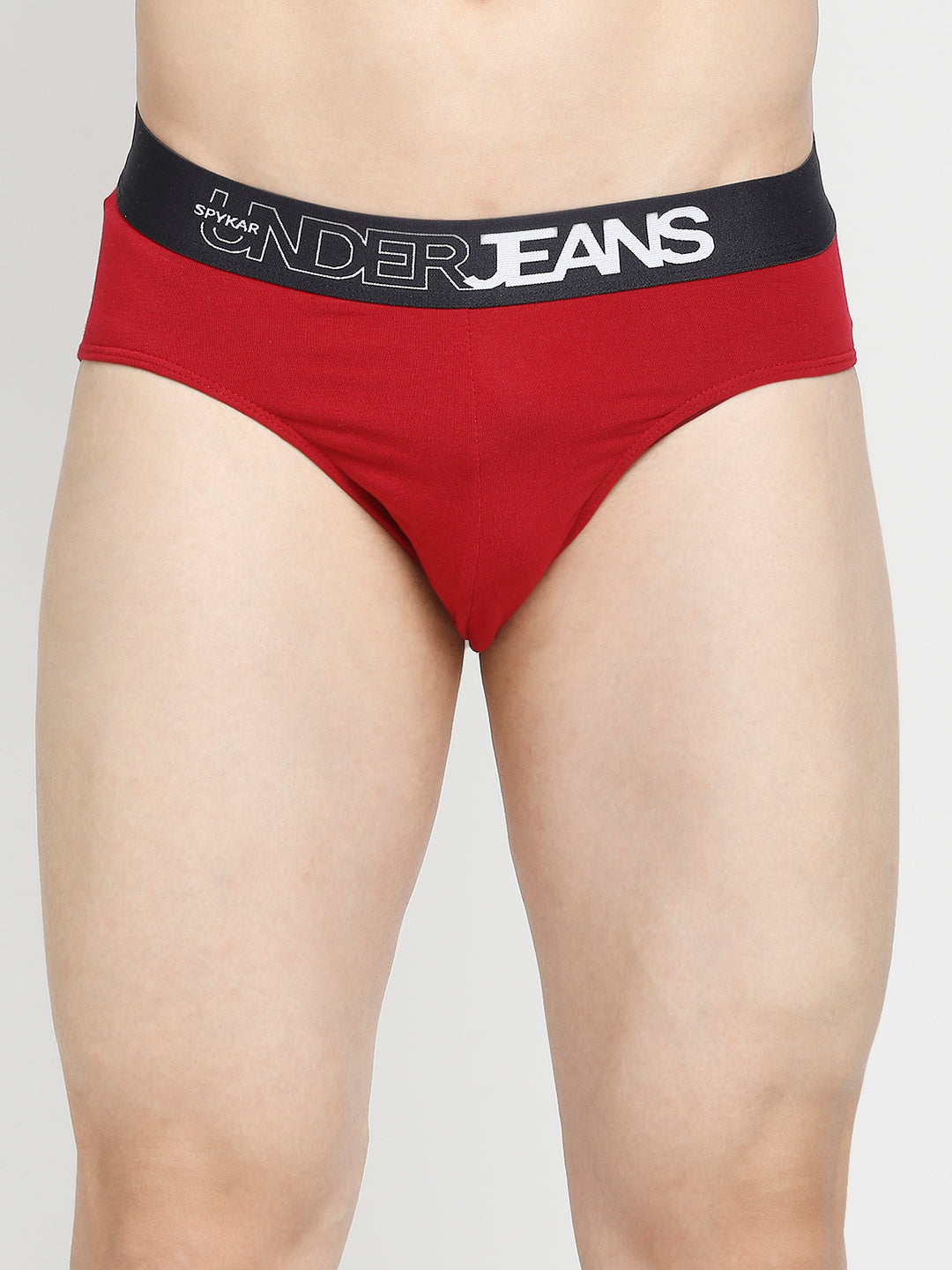 Men Premium Maroon & Navy Blue Cotton Blend Brief -Pack Of 2- UnderJeans by Spykar