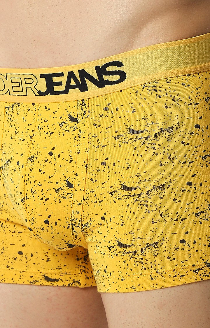 Men Premium Yellow Cotton Blend Regular Fit Trunk - UnderJeans by Spykar