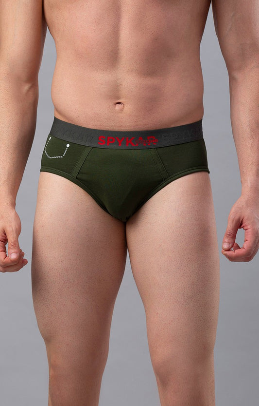 Underjeans by Spykar Men Premium Cotton Blend Olive Brief