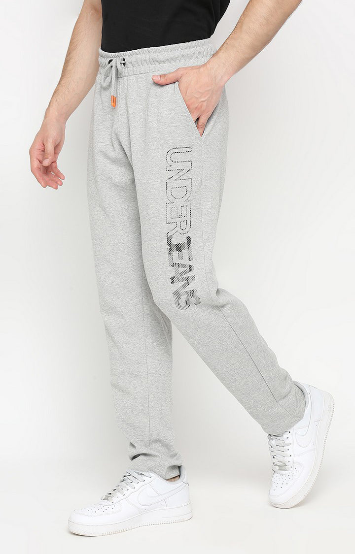 Men Premium Cotton Blend Knitted Grey Trackpant - UnderJeans by Spykar