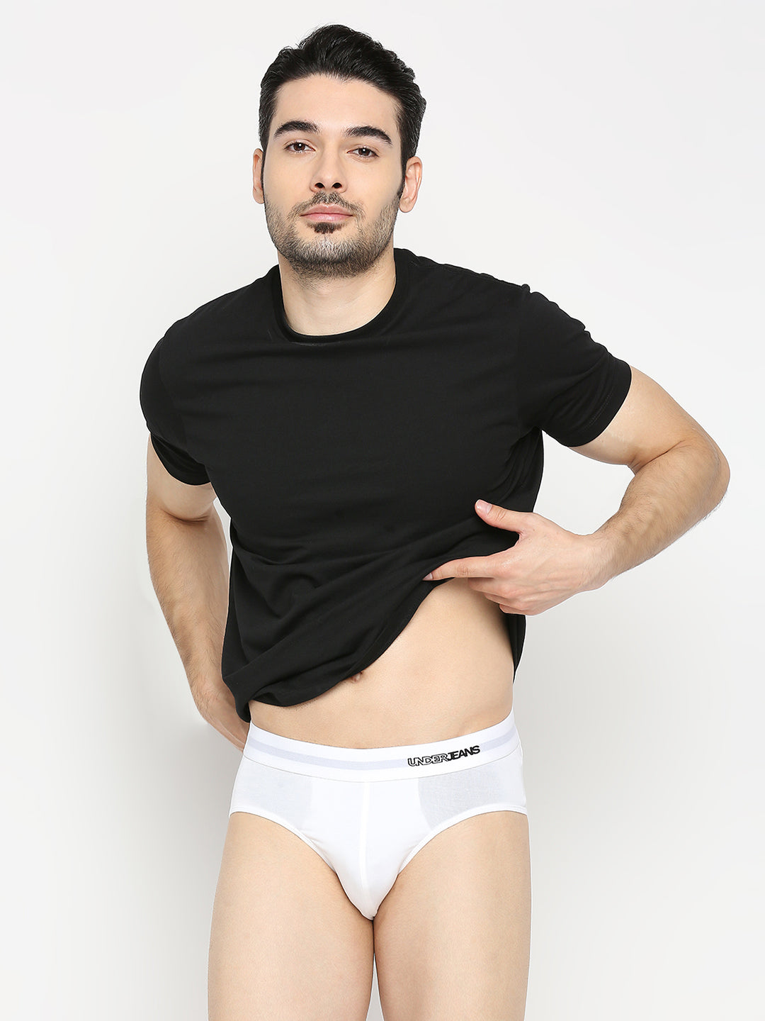 Men Premium Micromodal White Brief - UnderJeans by Spykar