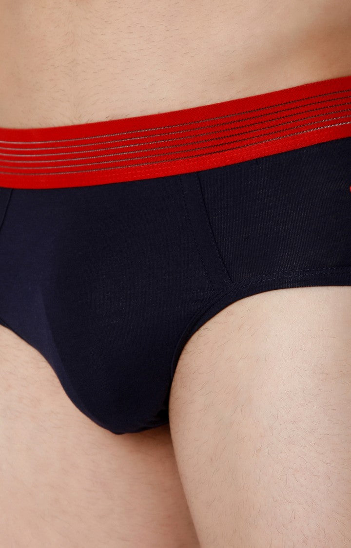 Men Premium Navy Cotton Blend Brief- UnderJeans by Spykar