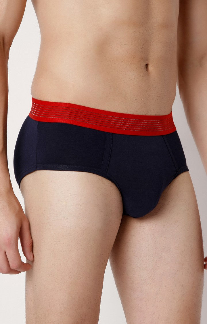 Men Premium Navy Cotton Blend Brief- UnderJeans by Spykar