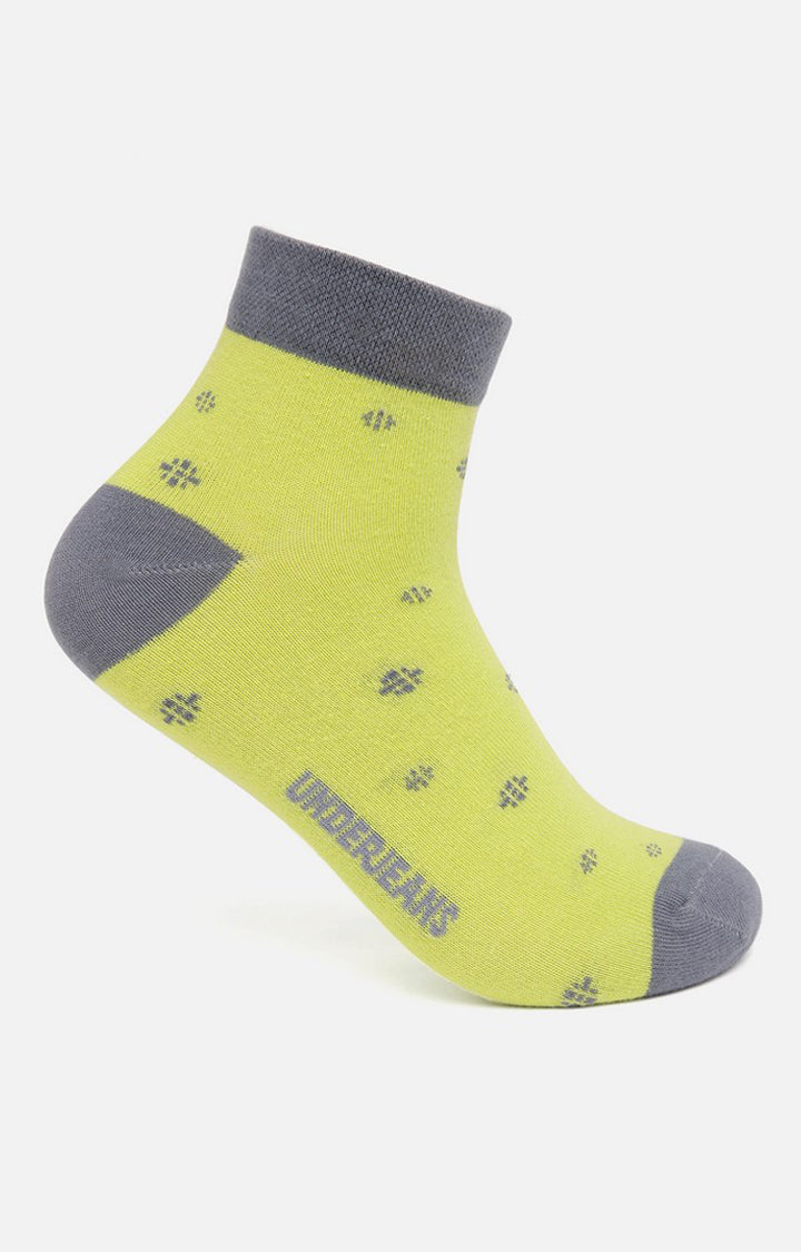 Men Premium Grey Green White Ankle Length (Non Terry) (Pack of 3) Socks- UnderJeans by Spykar
