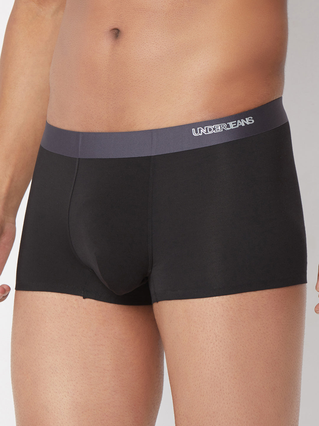 Men Black Solid Super Premium Bonded Elastic Trunk - UnderJeans by Spykar