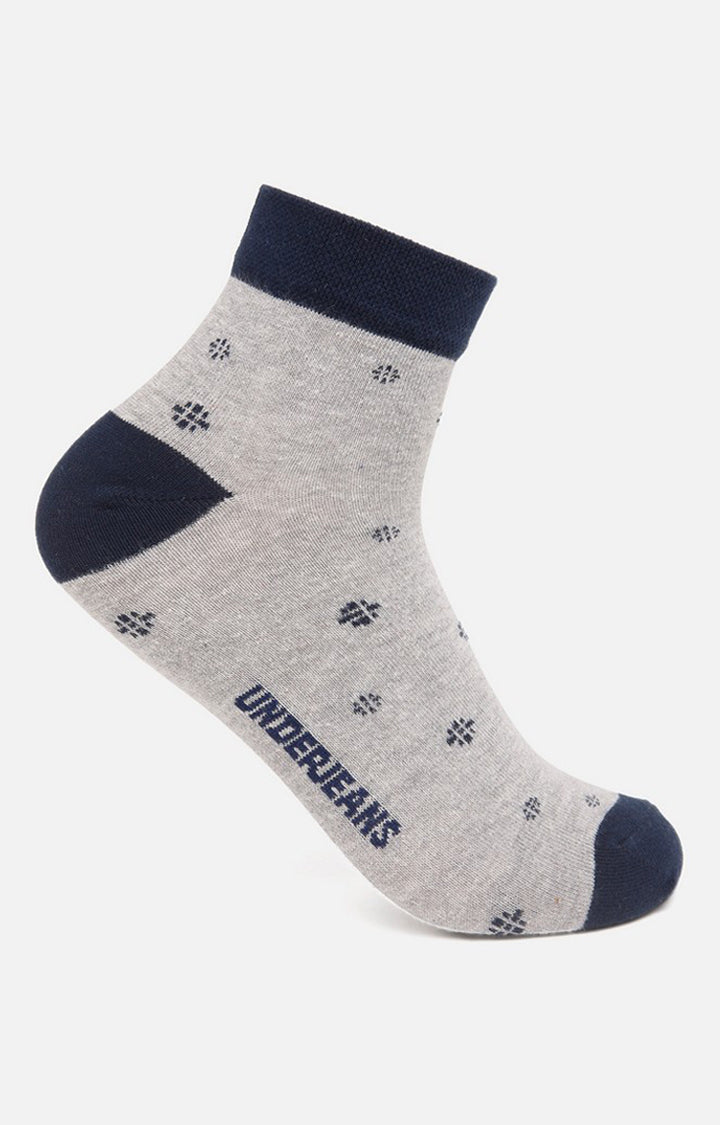 Men Premium Grey Green White Ankle Length (Non Terry) (Pack of 3) Socks- UnderJeans by Spykar