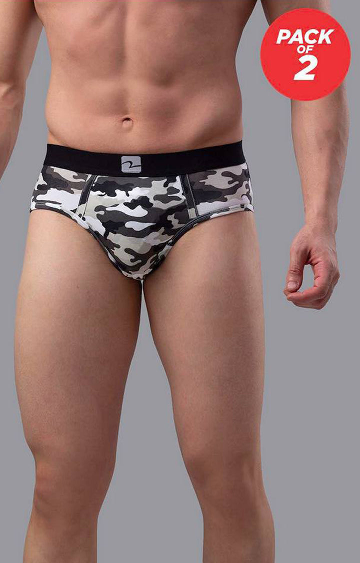 Print Cotton Brief for Men Premium - (Pack of 2)- UnderJeans by Spykar