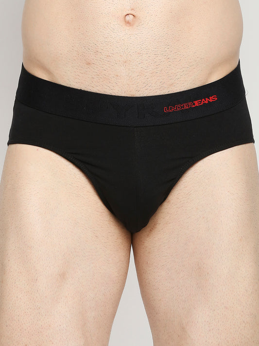 Underjeans by Spykar Men Premium Cotton Blend Black Brief
