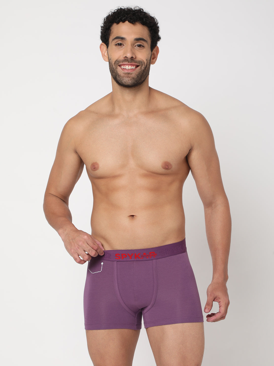 Men Premium Dull Purple Cotton Blend Trunk- UnderJeans by Spykar