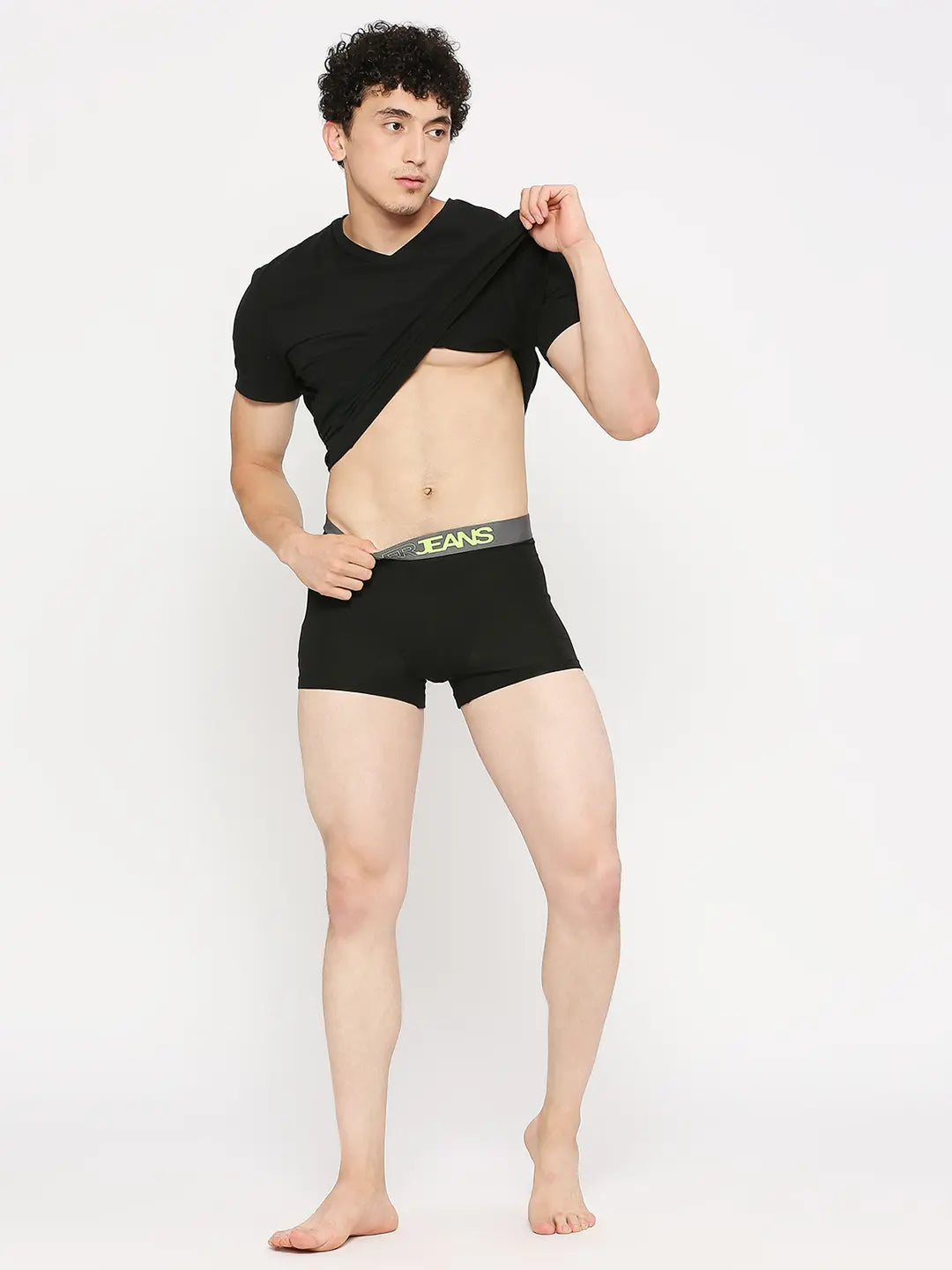 Underjeans by Spykar Men Premium Yellow & Black Cotton Blend Trunk - Pack Of 2