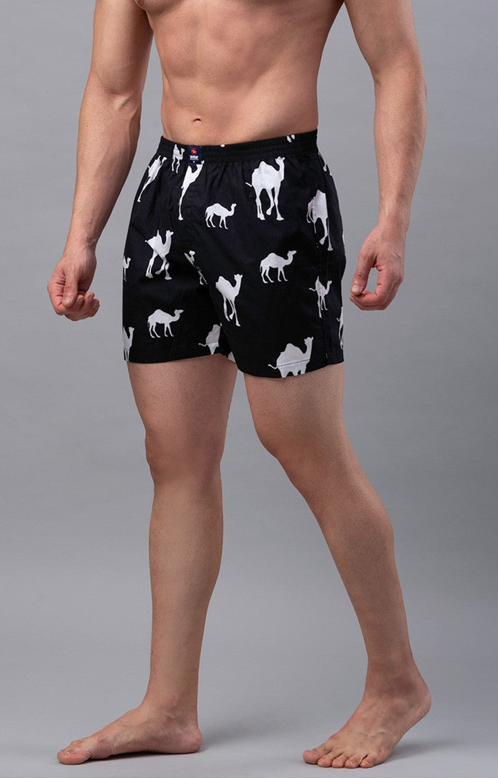 Black Cotton Boxer for Men Premium - (Pack of 2)- UnderJeans by Spykar