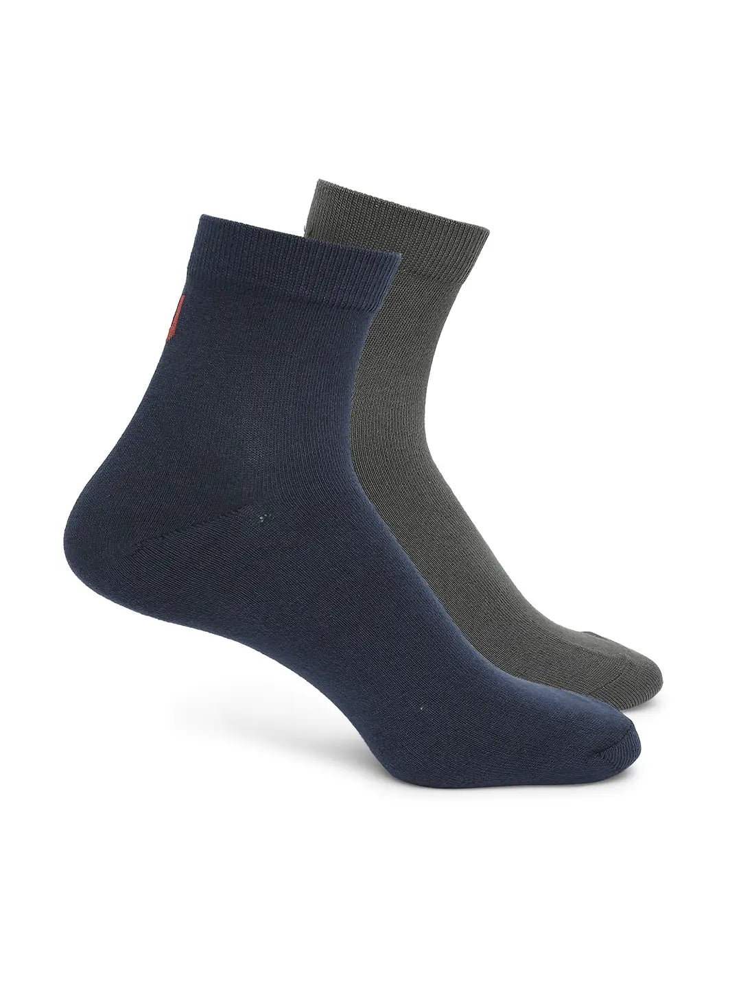 Men Premium Dark Blue & Grey Ankle Length Socks - Pack Of 2- Underjeans by Spykar