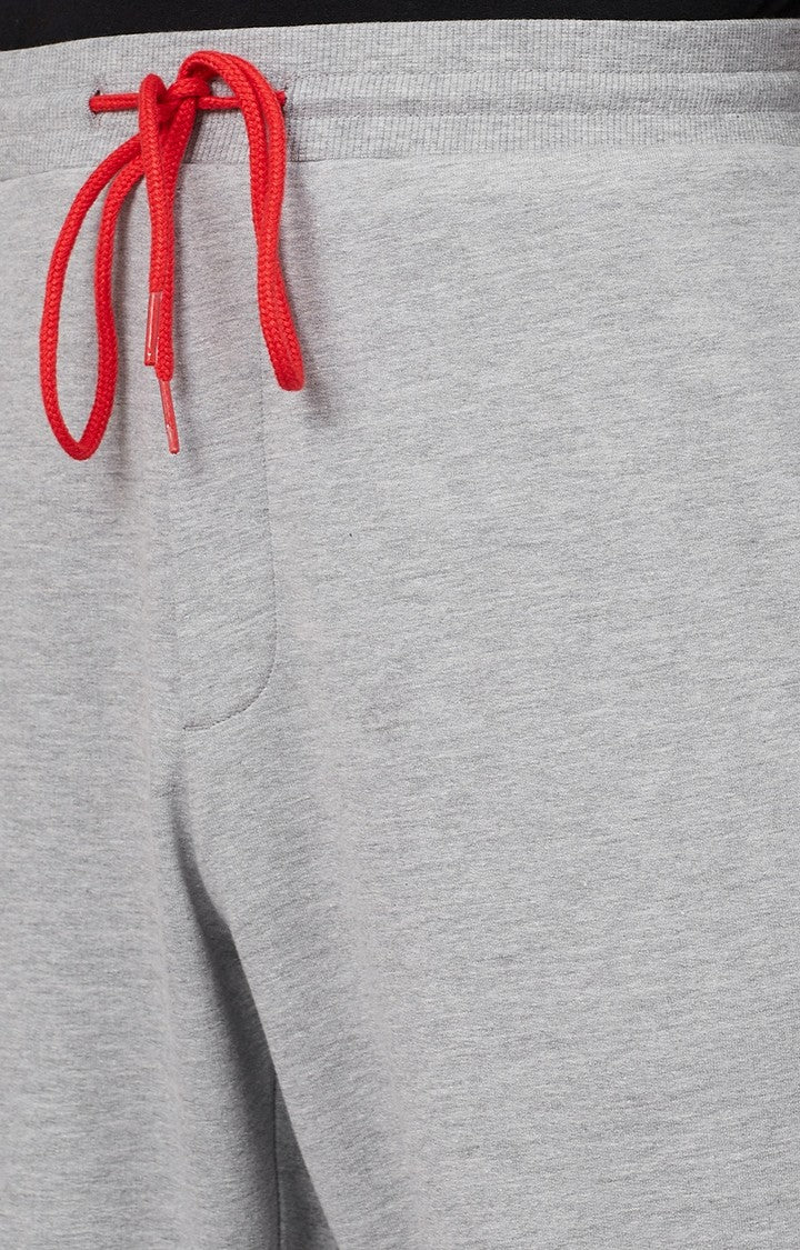 Grey Milange Cotton Blend Solid Trackpants- UnderJeans by Spykar