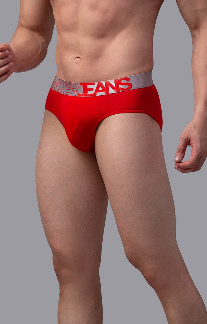 Underjeans by Spykar Men Premium Cotton Blend Red Brief