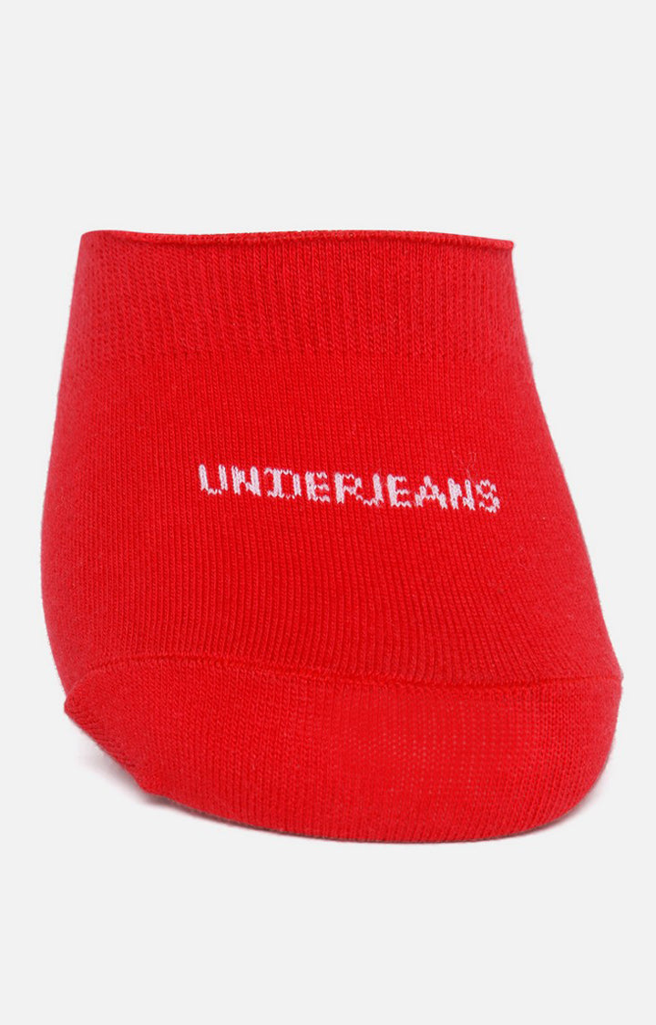 Men Premium Red No Show Single Pair of Socks- UnderJeans by Spykar