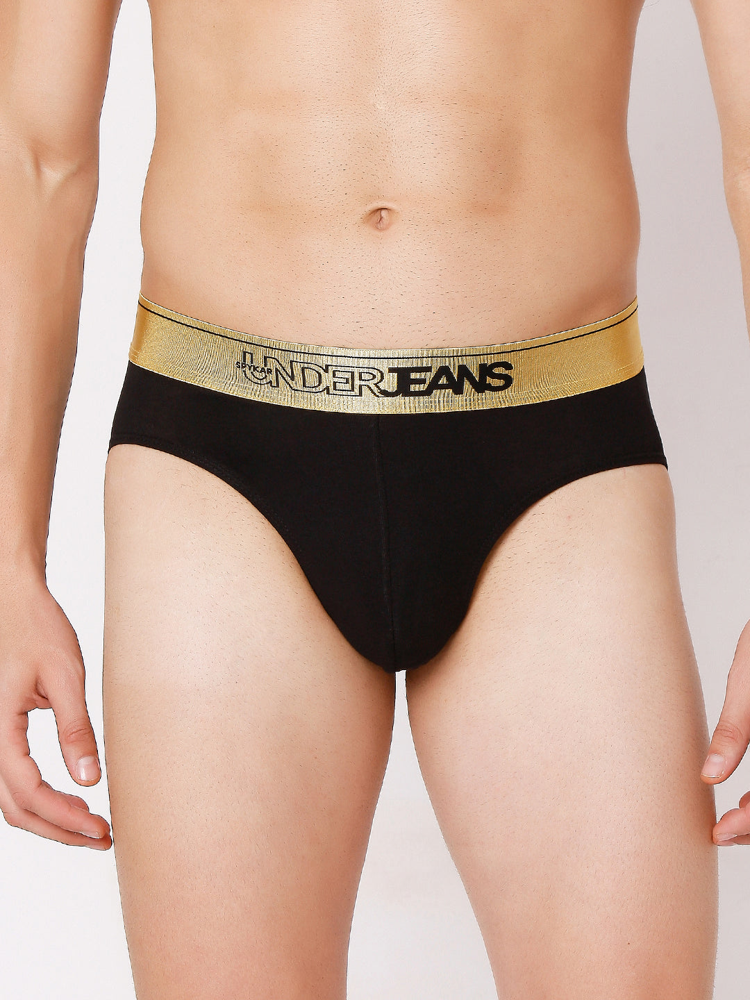Men Premium Black & Navy Cotton Blend Brief (Pack of 2)- UnderJeans by Spykar