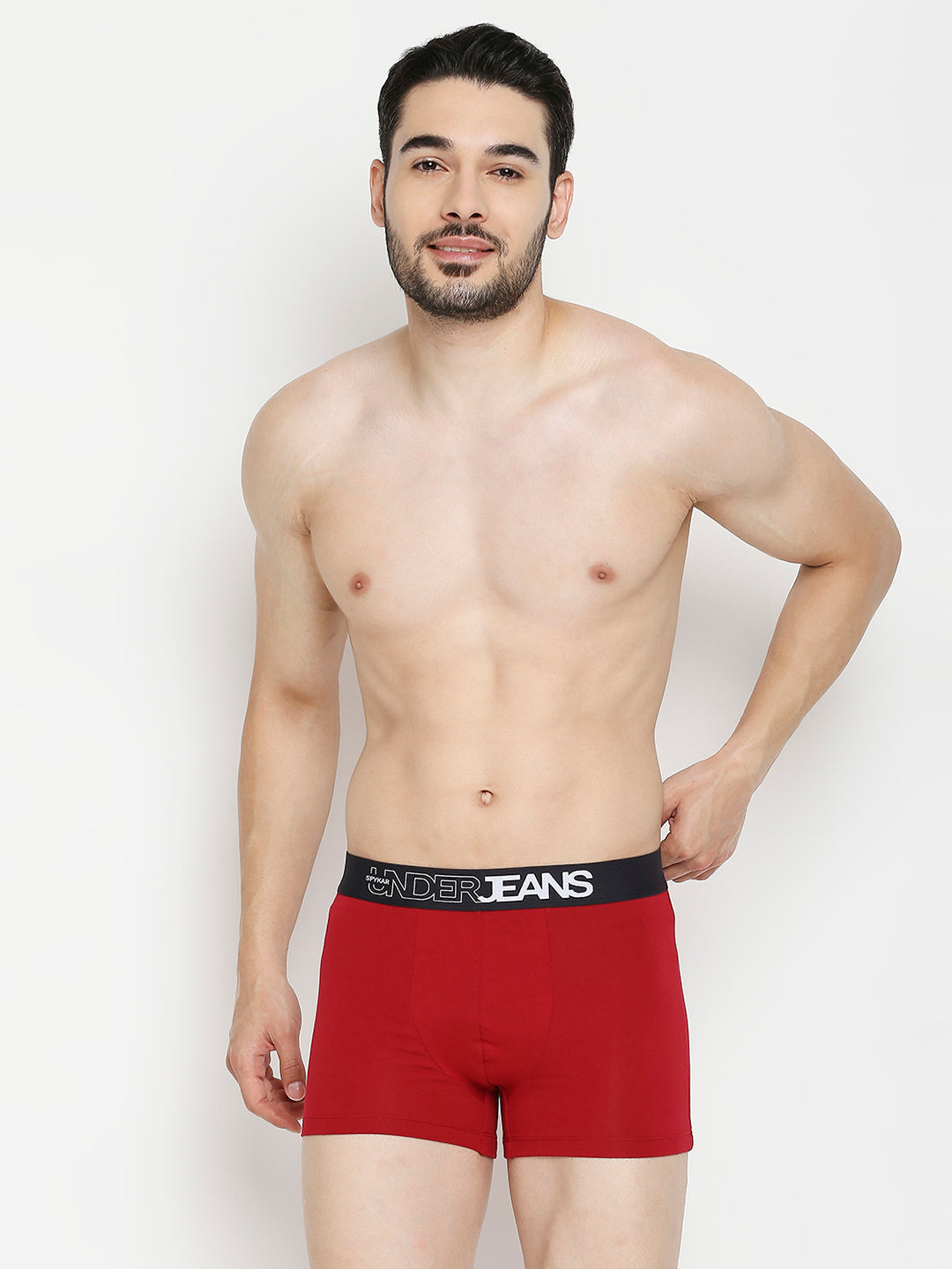 Men Premium Maroon & Navy Blue Cotton Blend Trunk - Pack Of 2- UnderJeans by Spykar