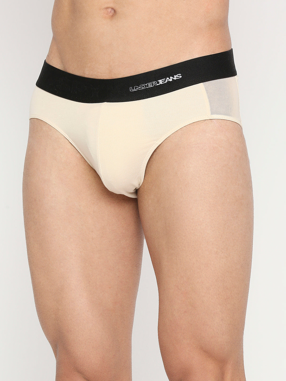 Men Premium Beige Cotton Blend Brief - UnderJeans by Spykar
