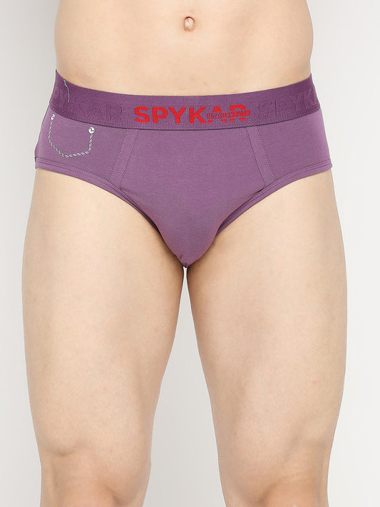 Underjeans by Spykar Men Premium Dull Purple Cotton Blend Brief