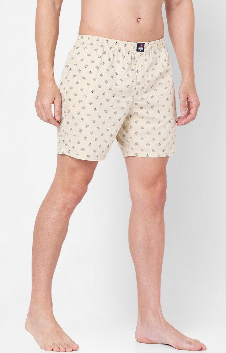 Men Premium Beige Cotton Boxers - UnderJeans by Spykar