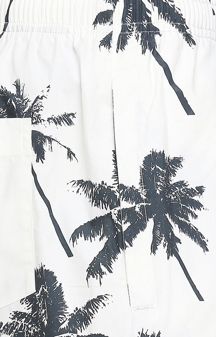 Men Premium White & Navy Printed Regular Fit Pyjama- UnderJeans By Spykar
