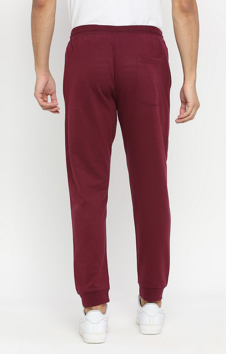 Men Premium Cotton Blend Wine Trackpant - UnderJeans by Spykar
