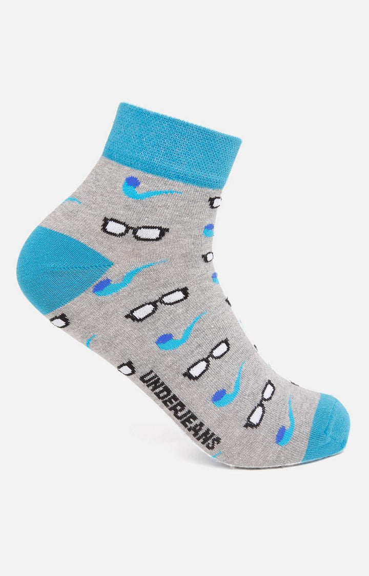 Men Premium Grey Ankle Length (Non Terry) Single Pair of Socks- UnderJeans by Spykar
