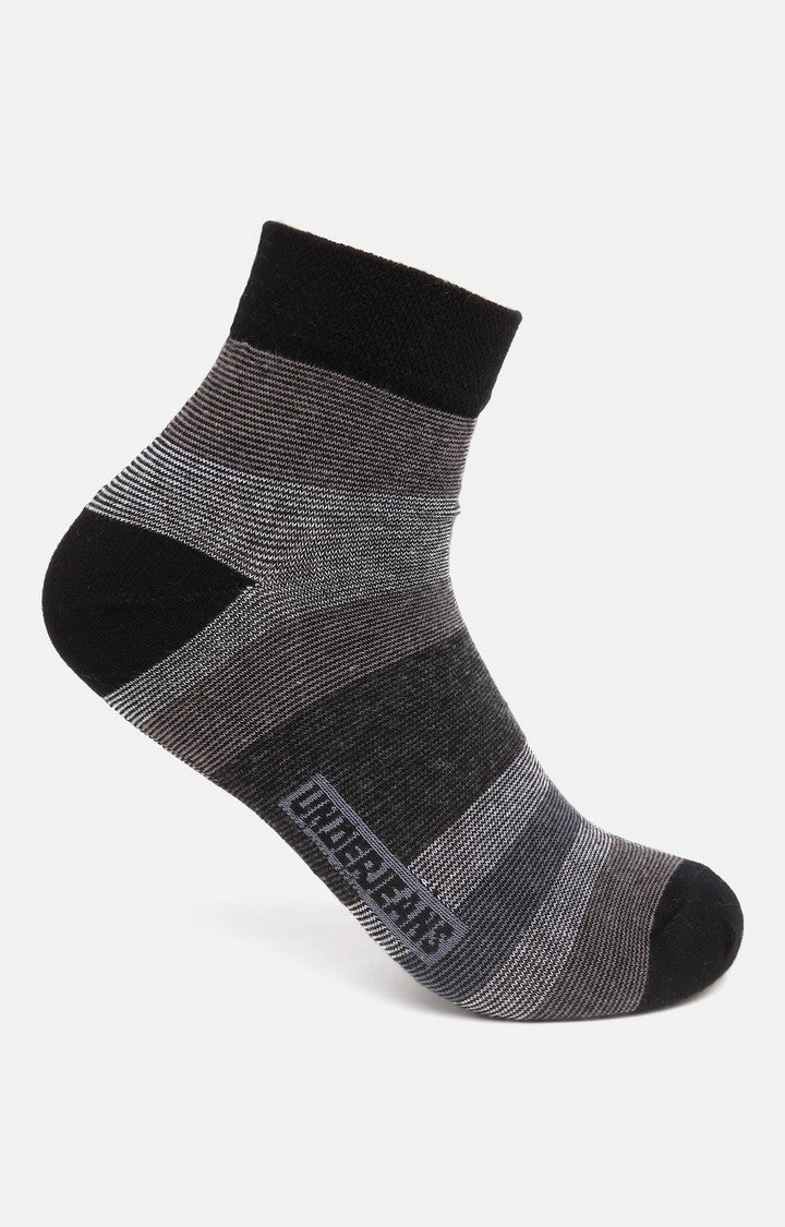 Men Premium Anthra Pink Yellow Ankle Length (Non Terry) (Pack of 3) Socks- UnderJeans by Spykar
