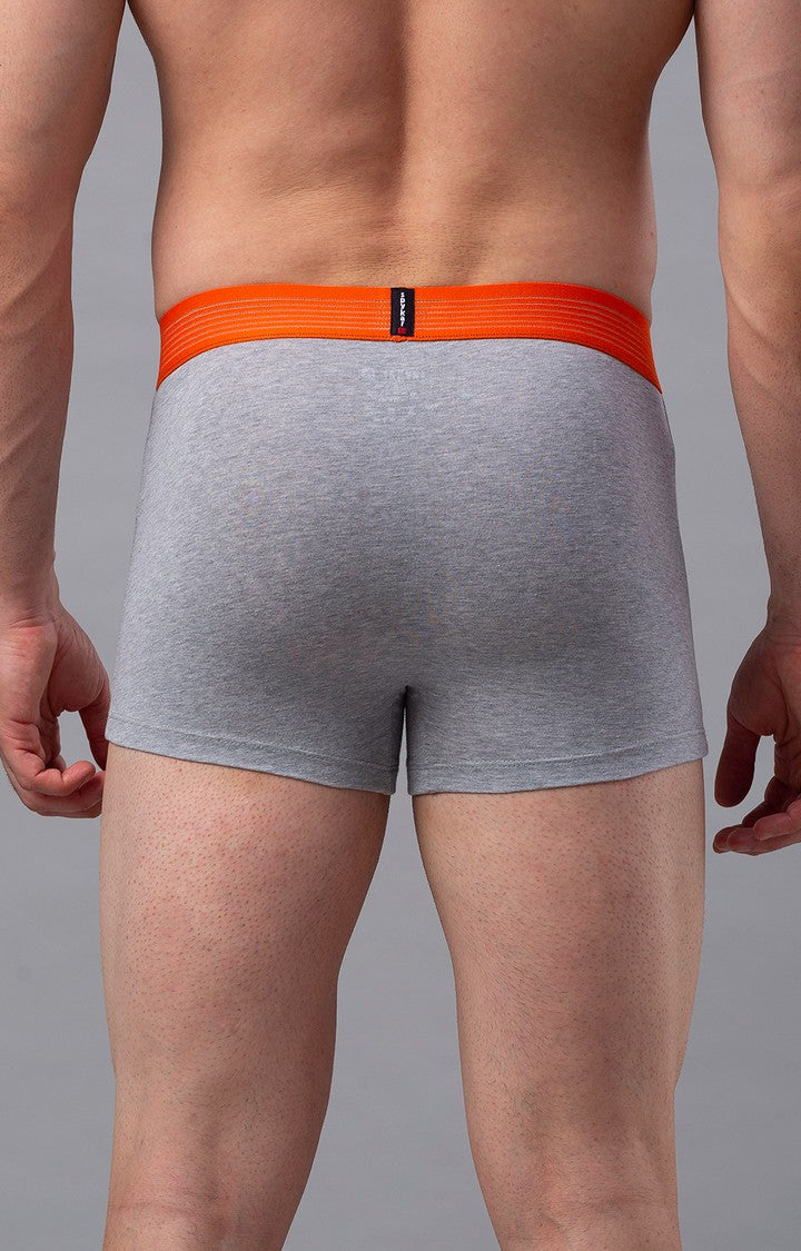 Men Premium Grey-Orange Cotton Blend Trunk- UnderJeans by Spykar
