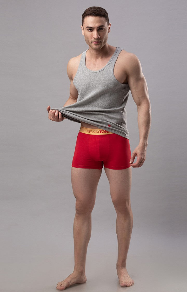 Red Cotton Trunk for Men Premium- UnderJeans by Spykar