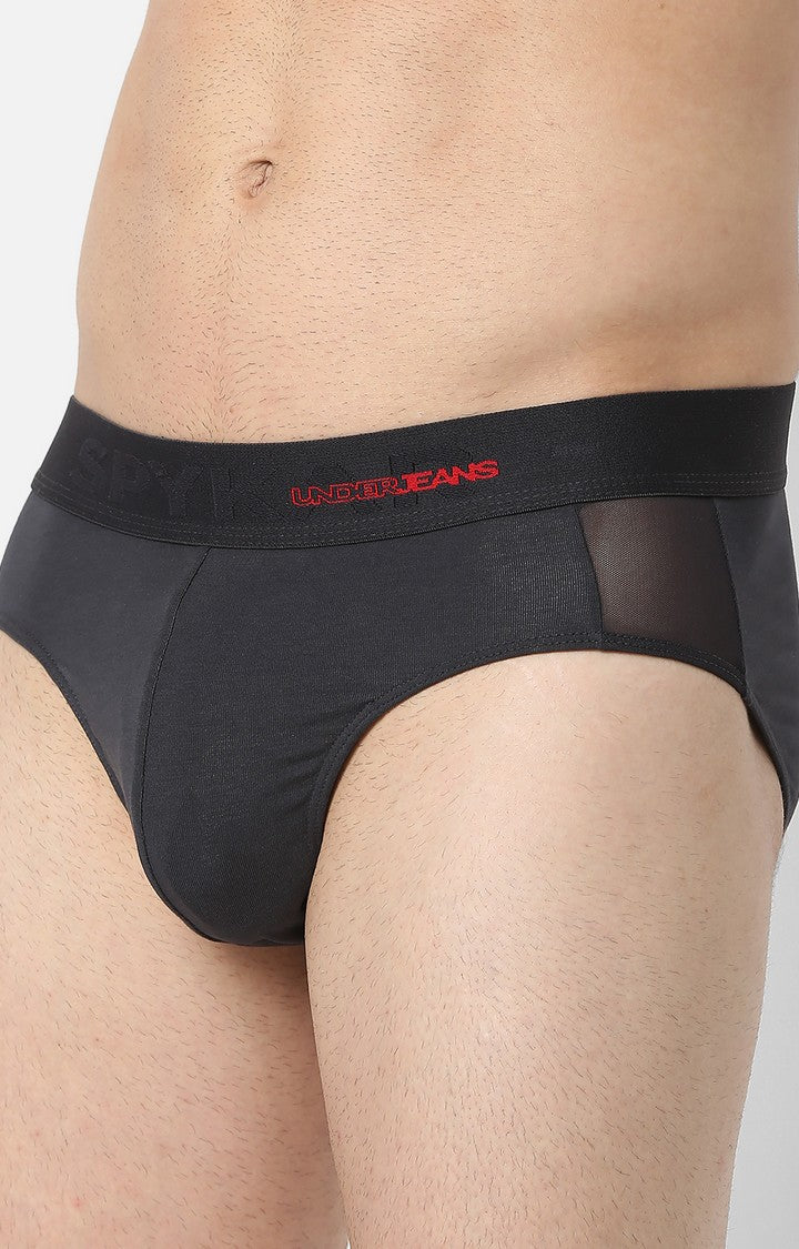 Underjeans by Spykar Men Premium Dark Grey Cotton Blend Brief