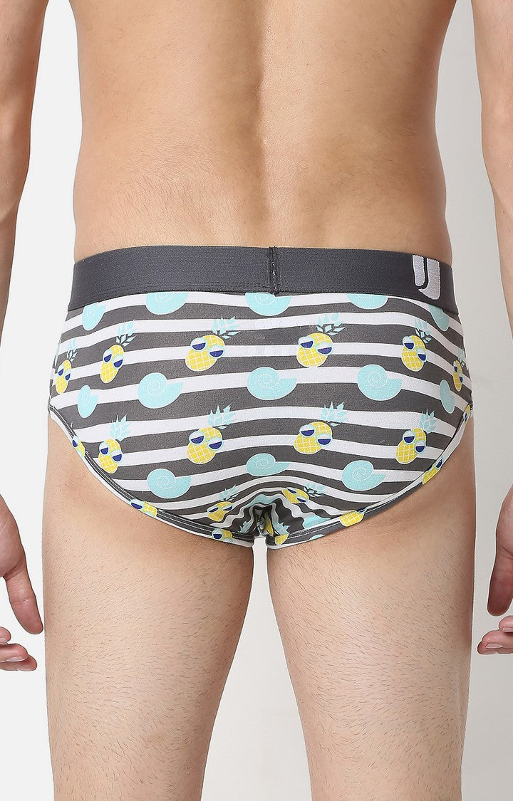 Men Premium Grey Cotton Brief - UnderJeans by Spykar