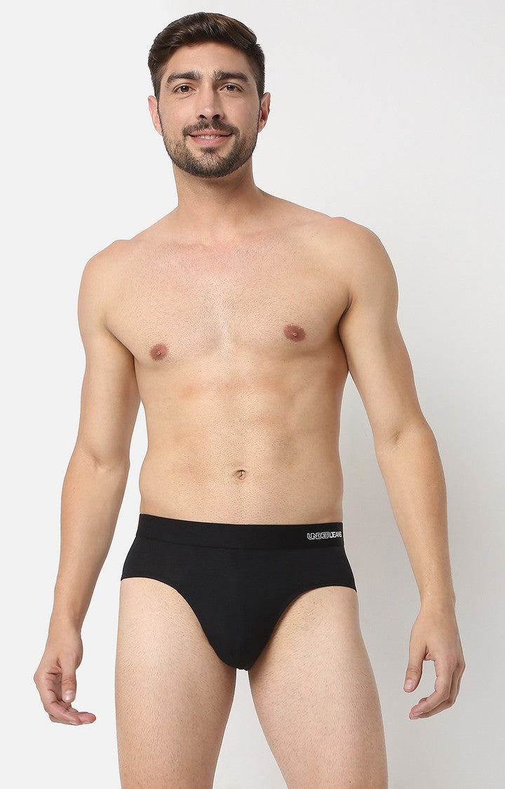 Men Premiums Black Micromodal Brief - UnderJeans by Spykar
