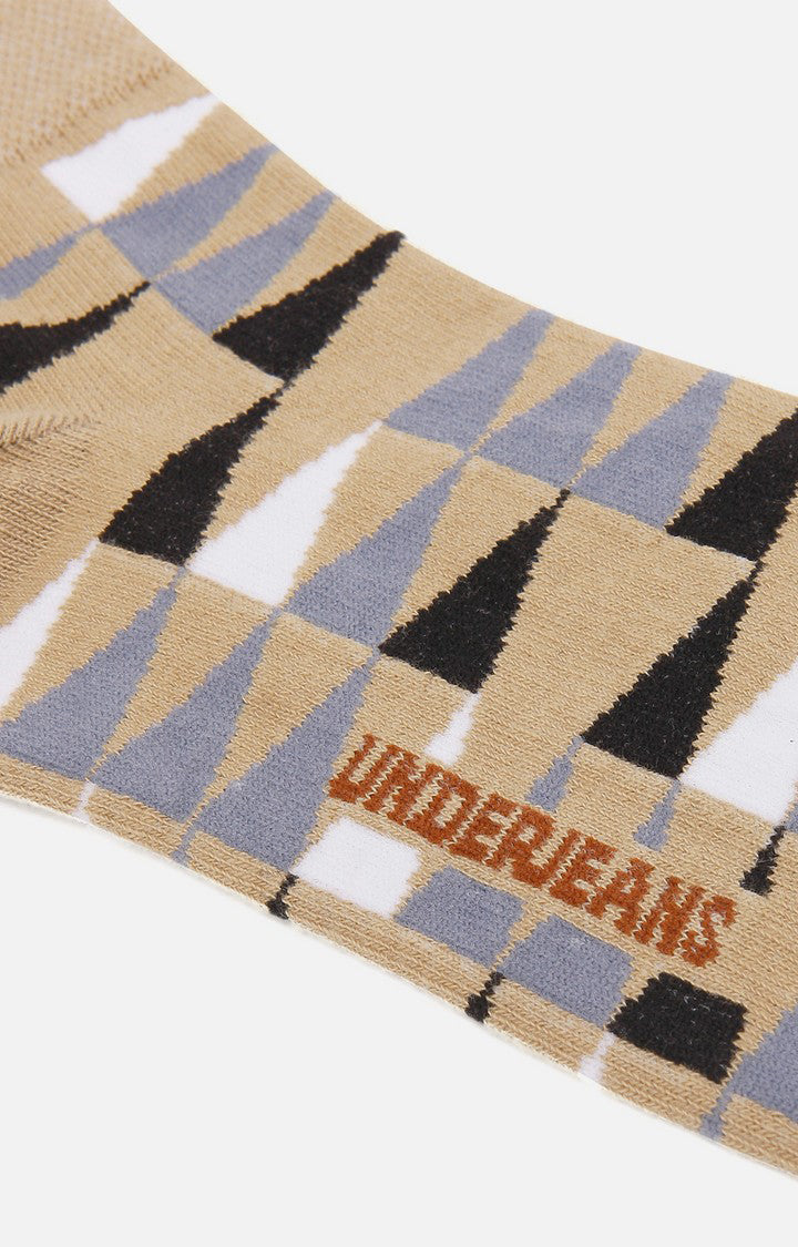 Men Premium Beige Ankle Length (Non Terry) Single Pair of Socks - UnderJeans by Spykar