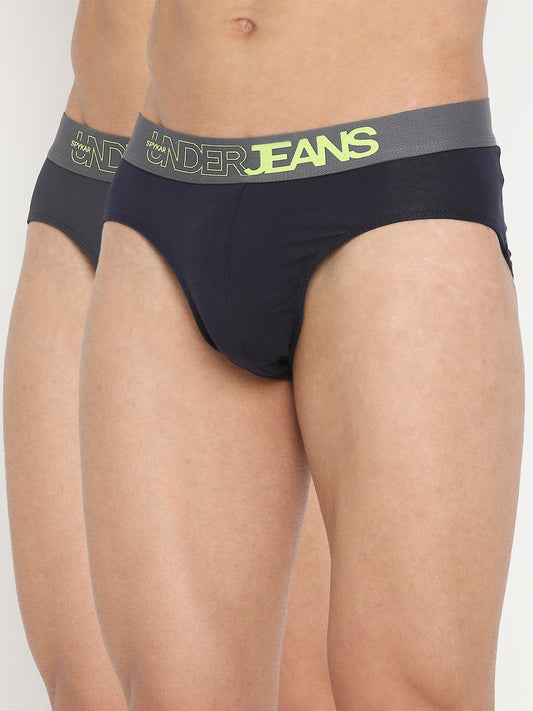 Underjeans by Spykar Men Premium Assorted Cotton Blend Brief Pack of 2