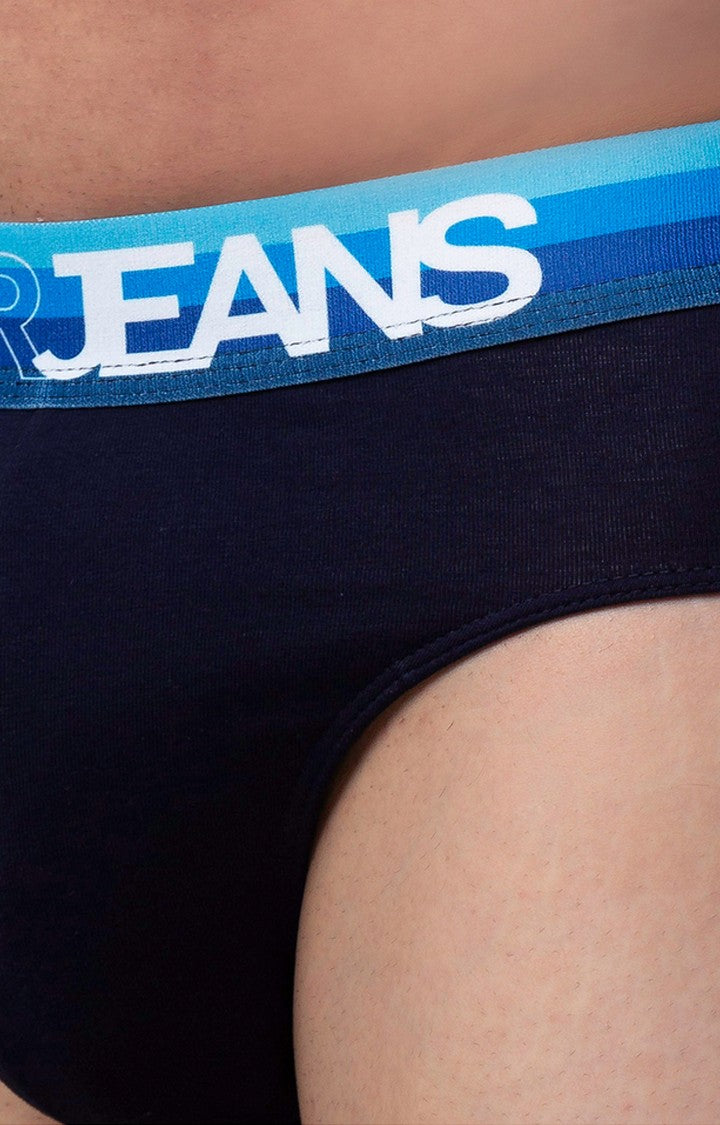 Navy Cotton Brief for Men Premium- UnderJeans by Spykar
