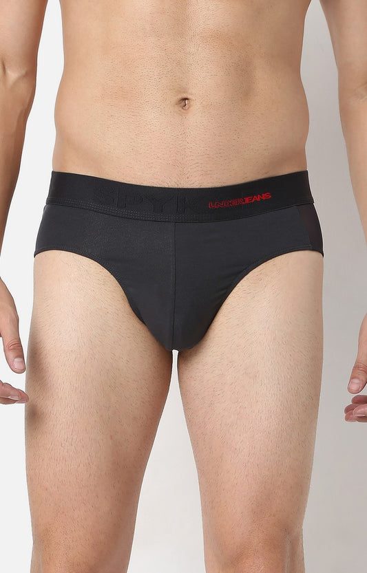 Underjeans by Spykar Men Premium Dark Grey Cotton Blend Brief