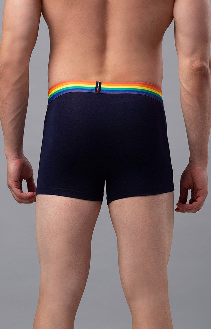 Men Premium Cotton Blend Navy-Multi Trunk - (Pack of 2)- UnderJeans by Spykar