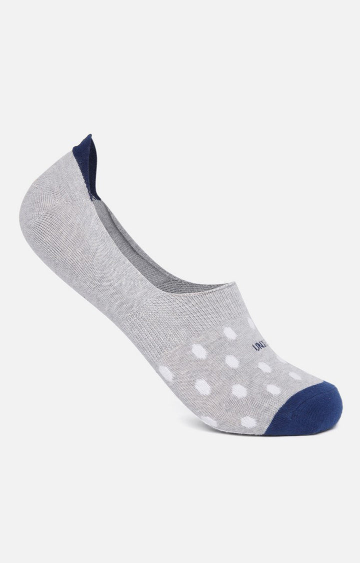Men Premium Light Grey Navy No Show (Pack of 2) Socks- UnderJeans by Spykar
