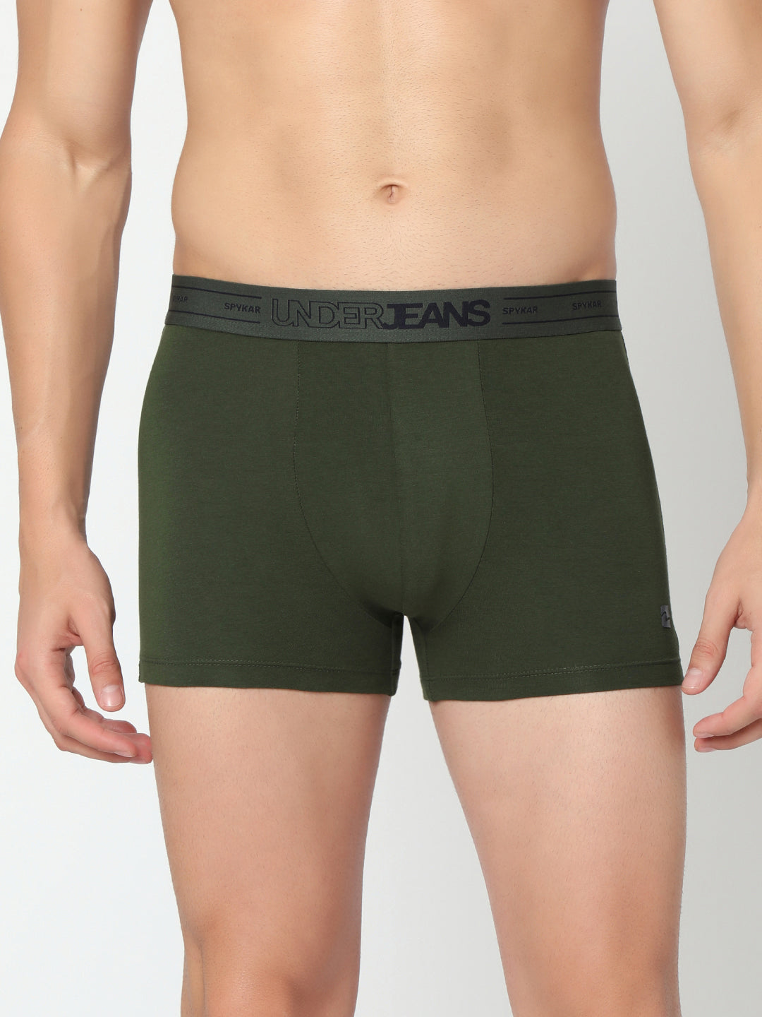 Men Premium Olive & White Cotton Blend Trunk (Pack of 2)- UnderJeans by Spykar