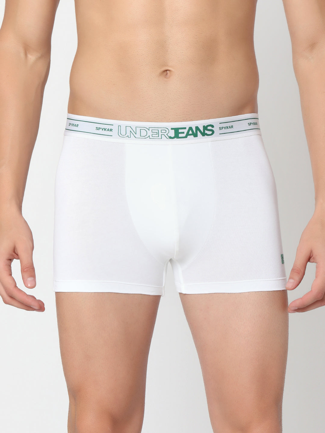 Men Premium Olive & White Cotton Blend Trunk (Pack of 2)- UnderJeans by Spykar
