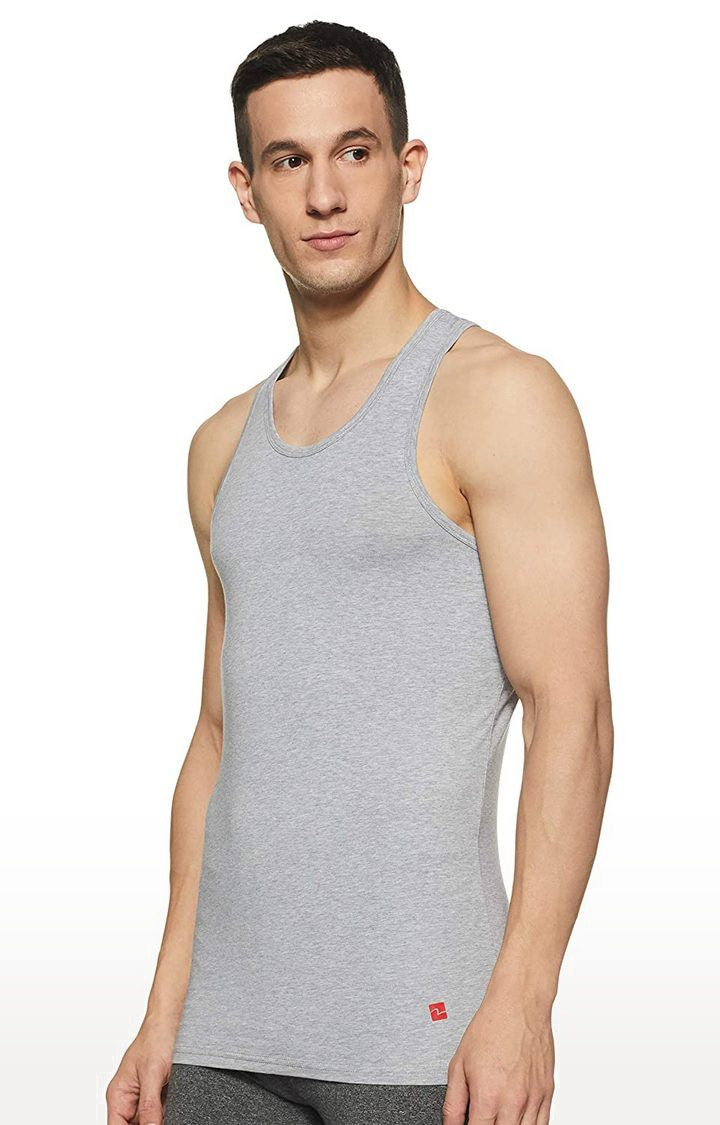 Grey Cotton Lycra Vest (Round Neck)- UnderJeans by Spykar