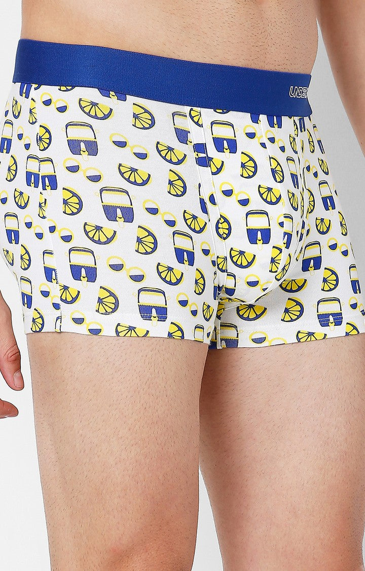 Underjeans by Spykar Men Premium Blue Cotton Blend Printed Trunk