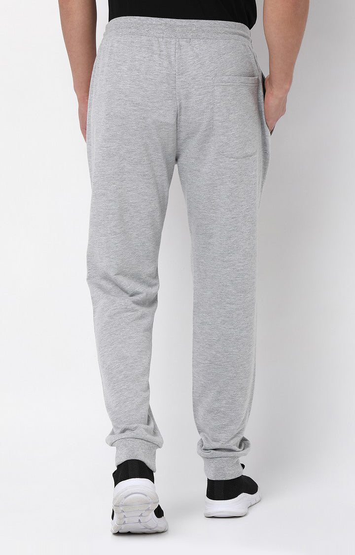 Men Premium Cotton Blend Knitted Grey Trackpants- UnderJeans by Spykar