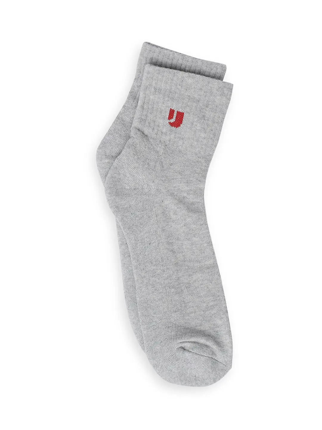 Men Grey Melange & Black Cotton Blend Ankle Length Socks - Pack Of 2 - Underjeans by Spykar